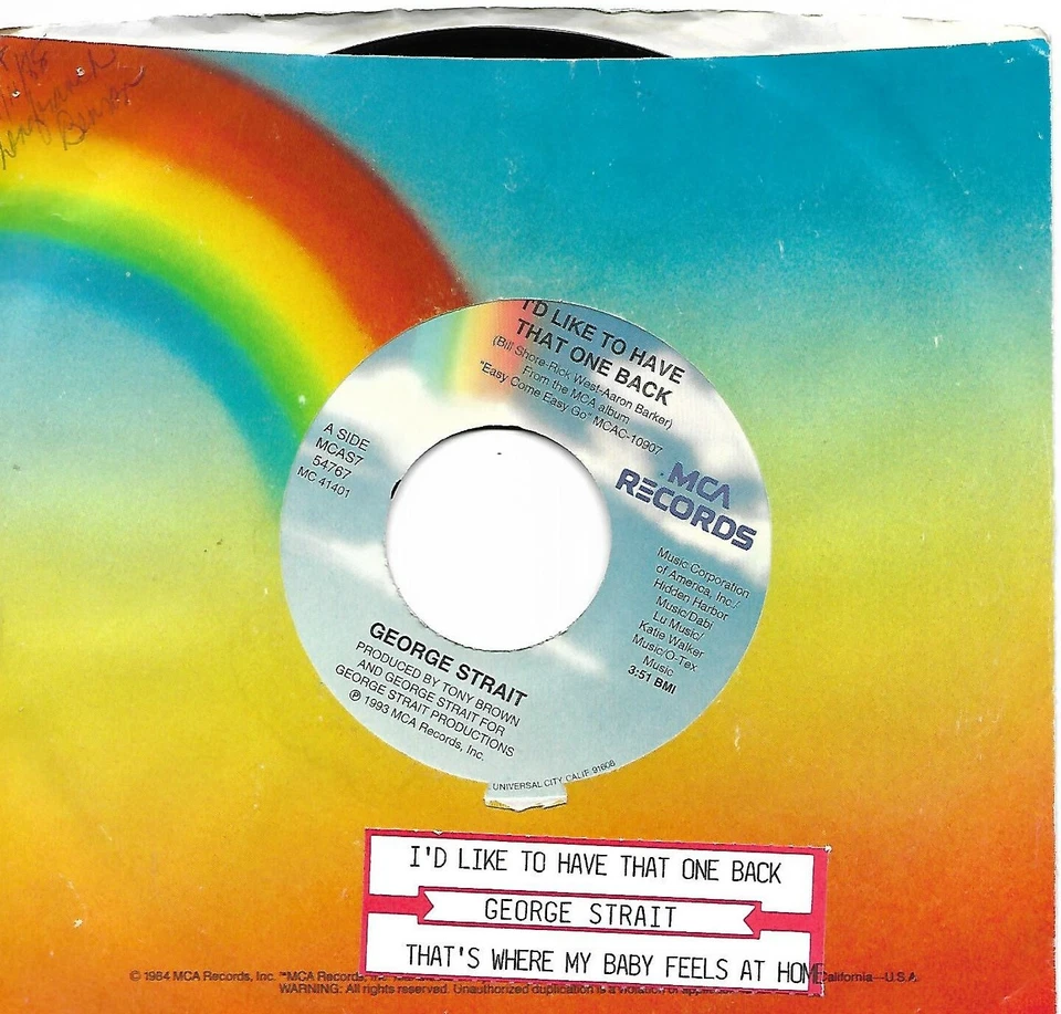 STRAIT, George  (I'd Like To Have That One Back)  MCA 54767 = MINT RECORD! - Image 1 of 1