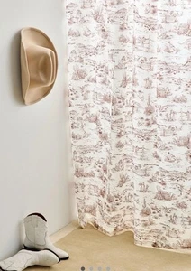 Window Curtain Panel One Western Toile Cowboy Theme Lightweight Urban Outfitters - Picture 1 of 8