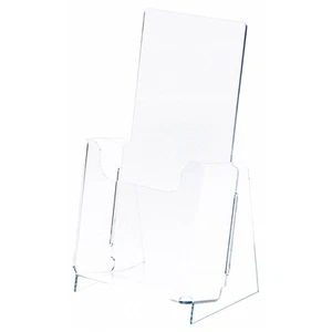 Plymor Clear Acrylic Countertop Brochure Holder, Fits Documents Up to 4" Wide - Picture 1 of 1