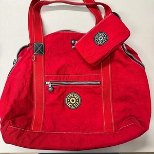 Borsone Kipling rosso tela viaggio con portafoglio marsupio donna Weekender Boston - Foto 1 di 10