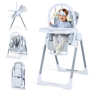 Silla alta plegable para bebés y niños pequeños con asiento de revestimiento de altura ajustable - Imagen 1 de 10