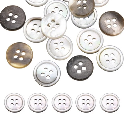 16Pcs Natural Shell Buttons,12.5mm 4 Holes Pearl Button,Silver White - Image 1 of 4