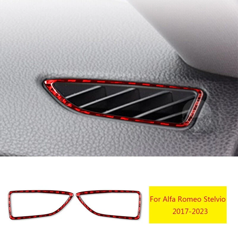Consola de fibra de carbono real roja L&R para Alfa Romeo Stelvio 2017-23 moldura de salida de aire Foto 1 de 4
