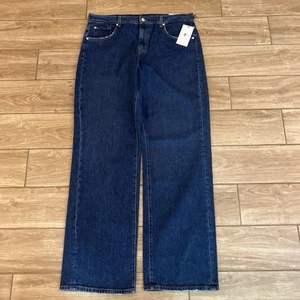NWT 7 For All Mankind Tess Blue High Rise Trouser Jeans Pants Women's Size 32 - Picture 1 of 11