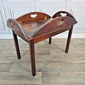 Antique Style Butler’s Tray Coffee Side Table - Folding Wooden Top - Mahogany - Picture 1 of 24