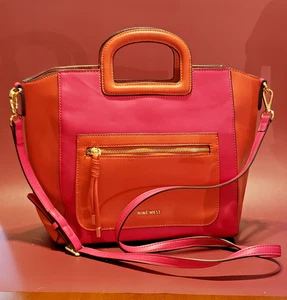Nine West Pink and Orange Chelsea Triple Compartment Tote, Satchel, Shoulder Bag - Picture 1 of 8
