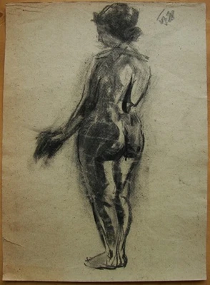 Ucraniano Soviético URSS Dibujo Expresionismo Vanguardia Mujer Desnuda Figura Foto 1 de 3
