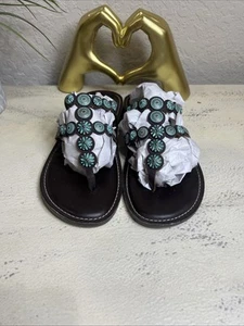 Patricia Nash Brown and Turquoise Studded Sandal Size 7M - Picture 1 of 7