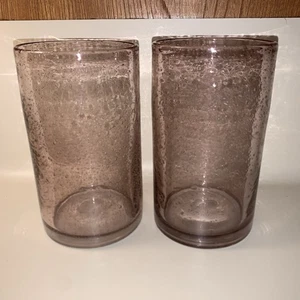 Artland Iris Amethyst Highball Glasses Bubbles 5 5/8” Tall Nice Heavy Glass - Picture 1 of 23