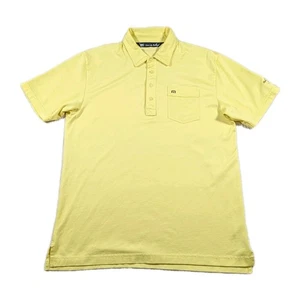 Travis Mathew Golf Polo Uomo Tasca Grande Performance Ricamata Giallo Pima - Foto 1 di 10
