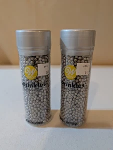 Wilton Silver Sugar Pearls Sprinkles 4.9 oz Lot of 2 Cake Cupcake Toppers - Picture 1 of 2