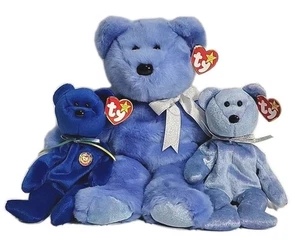 Lotto di 3 TY Clubby 1 Beanie Buddy 2 Ty Beanie Baby Bears Clubby & Clubby II blu - Foto 1 di 20
