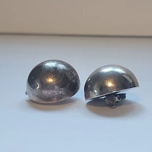 Mexikanische Sterlingsilber 925 großer Kreis Kuppel Clip auf Ohrringe Vintage früh Taxco - Bild 1 von 12