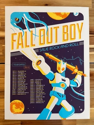 Fall Out Boy 2013 Tour Poster Official Numbered Dave Perillo - Image 1 of 2