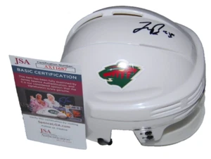 JONAS BRODIN signed (MINNESOTA WILD) autographed Mini Hockey Helmet JSA AX11687 - Picture 1 of 2
