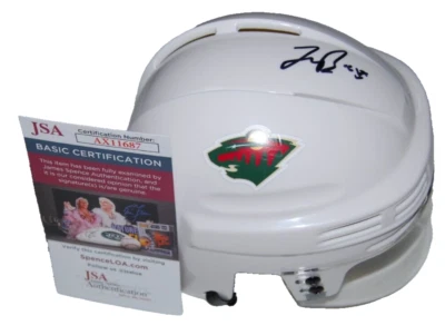JONAS BRODIN signed (MINNESOTA WILD) autographed Mini Hockey Helmet JSA AX11687 - Image 1 of 2