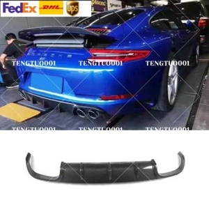 Real Carbon Fiber Rear Bumper Diffuser For Porsche 991 991.2 Carrera 2016-UP - Foto 1 di 4