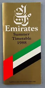 EMIRATES TIMETABLE SUMMER 1988 AIRLINE SCHEDULE - Picture 1 of 6