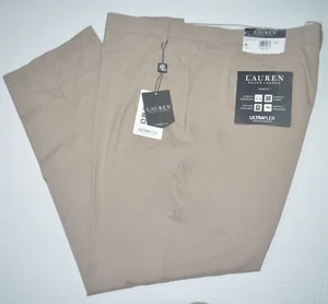 NWT RALPH LAUREN Classic Fit UltraFlex Stretch Tan Flat Front Dress Pants 50 x32 - Picture 1 of 4