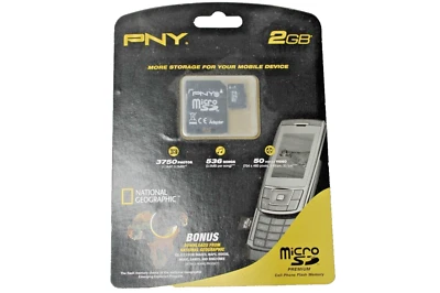 MicroSD Card PNY 2GB, P-SDU2GB-EF  Nat Geo Bonus  Cell Phone Memory - Image 1 of 2