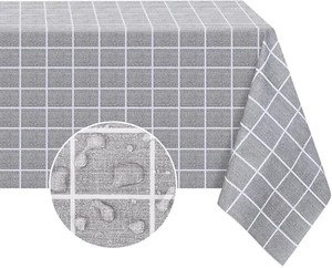 Rectangle Plastic Tablecloth, 100% Waterproof Oil-Proof Checkered PVC Table Clot - Picture 1 of 7
