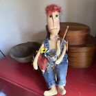Primitive Hand Made By Me RICKY fishing Boy Watermelon Red Head
