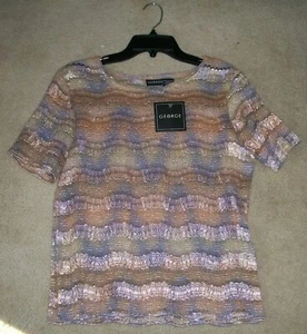 George Brand Batik Spitze T-Shirt Damen Stretch Top - Größe M (8/10) - Neu mit Etikett - Bild 1 von 3