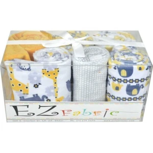 EZ Fabric Minky JUNGLE DREAM YELLOW GRAY Kit de manta Acabados en 48" x 54" - Imagen 1 de 2