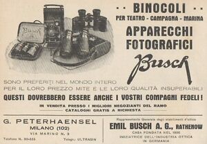 Z1631 Jumelles Et Appareils Photographie Busch - Publicité D'Époque - 1930 Old