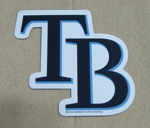 TB Tampa Bay Rays Logo Refrigerator Magnet Die Cut 4" x 4" White and Blue Cover