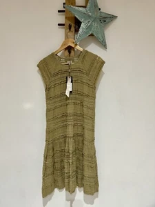 NWT By Timo Norway Anthropologie Khaki Stretch Lace Pencil Dress Size M RRP £95 - Picture 1 of 8