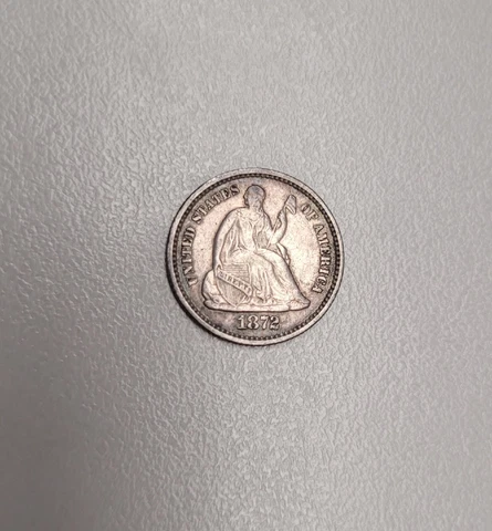 1872 Seated Liberty Half Dime AU Toned Cover