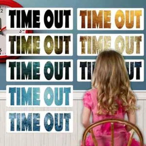 Insegna Time Out su bianco 4x12 alluminio da appendere a parete per bambini - Foto 1 di 9