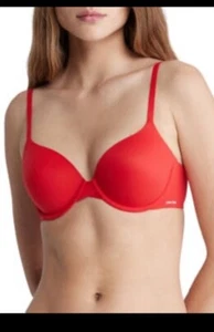 Calvin Klein Red Perfectly Fit T-Shirt Bra. Sz 38C. NWT! - Picture 1 of 15
