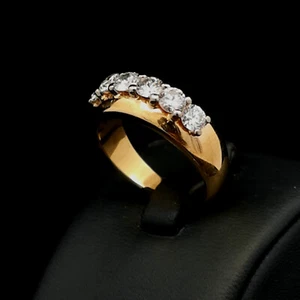 Ring Gelbgold 18 K 750 / 1000 mit Brillant Besatz ca. 1,0 CT   [ 055093 ] - Bild 1 von 5