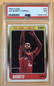 1988 FLEER #50 JOE BARRY CARROLL HOUSTON ROCKETS - PSA NM - 7