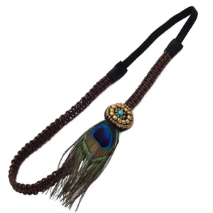 Fascia per capelli pavone stile Boemia hippie elastico per capelli pavone fascia per capelli fascia per capelli - Foto 1 di 3