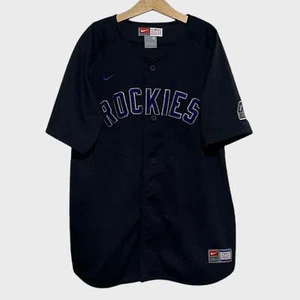 Camiseta deportiva de béisbol vintage Nike Colorado Rockies negra MLB juvenil mediana YM - Imagen 1 de 5