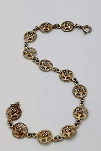 925 Sterling Silver 6.5 Gram Marcasite Star Circle Bracelet 7” - Picture 1 of 4
