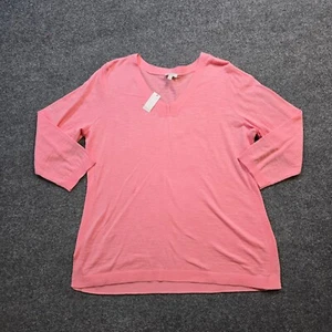 Talbots Sweater Top Women Large Pink V Neck Long Sleeve Lightweight Career Basic - Picture 1 of 10