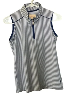 Camiseta sin mangas de golf Sport Haley azul marino a rayas talla XS Foto 1 de 4