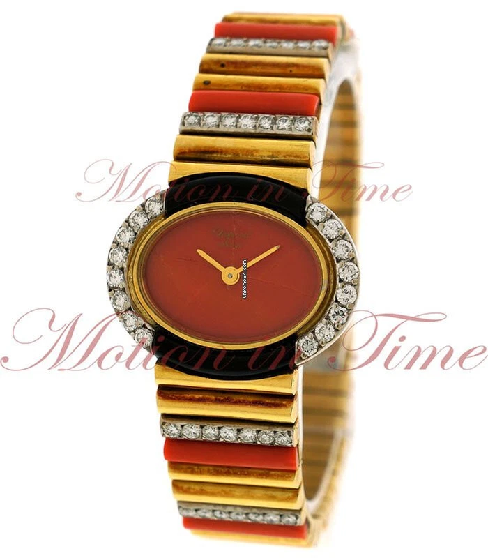 Bisel de diamantes con esfera naranja vintage Chopard para damas - oro amarillo Foto 1 de 1