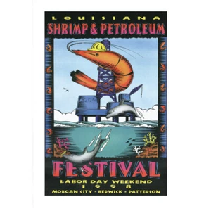 1998 LOUISIANA SHRIMP & PETROLEUM FESTIVAL POSTER - LA - ORIGINAL MINT ROLLED - Picture 1 of 1