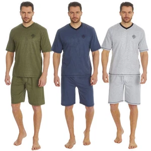 Cargo Bay Mens V Neck T-Shirt & Short Set Nightwear Cotton V Neck Pyjama Set - Picture 1 of 18