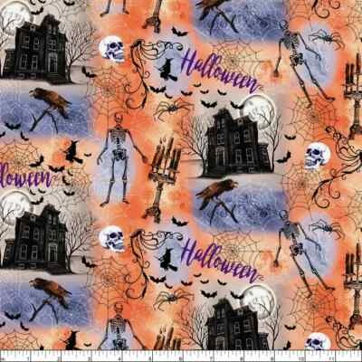 Windham One of a Kind Casa Embrujada Multicolor Tela de Algodón POR 36 "x 44" Foto 1 de 2