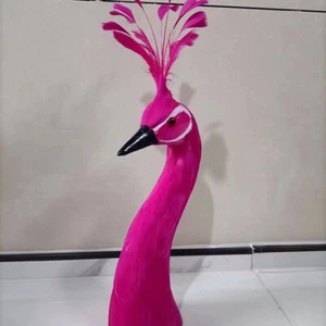 big hot pink plastic&feather simulation peacock head model toy gift 40cm - Picture 1 of 1