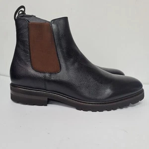 IMRAN IBRAHIM MEN'S LEATHER CHELSEA BOOTS, BLACK/BROWN, UK 10 - Picture 1 of 8