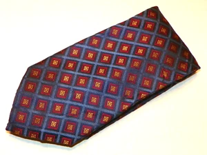 HENRY JACOBSON [ GEOMETRIC/BLUE ] men's tie 100% Silk Made in China - Picture 1 of 3