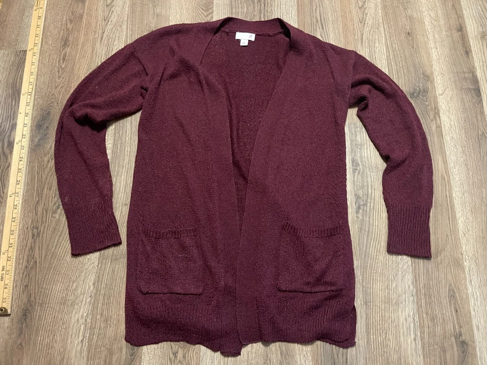 Suéter SO, Para Mujer Talla Pequeña, Granate, Cárdigan Abierto, Manga Larga Foto 1 de 4