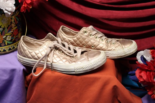 Scarpe sneakers basse Converse All Star oro rosa trapuntate Chucks donna 8 uomo 6